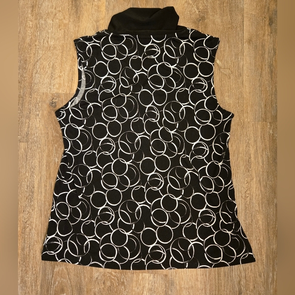 Adrienne Vittadini Sleeveless Scarf Top Size Medium Black & White - Picture 10 of 11